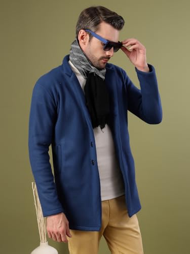 Rigo Cotton Polar Fleece Solid Overcoat for Men | Regular Fit Lapel Collar Long Jacket Overcoat | Winter Wear Men's Long Overcoat
