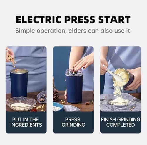 Primwand Electric Herb & Spice Grinder 200W | Stainless Steel 4 Blade Grinder for Dry Masala, Coffee Beans, Nuts & Grains | One-Touch Push Button | Compact & Durable Grinding Machine for Kitchen Use