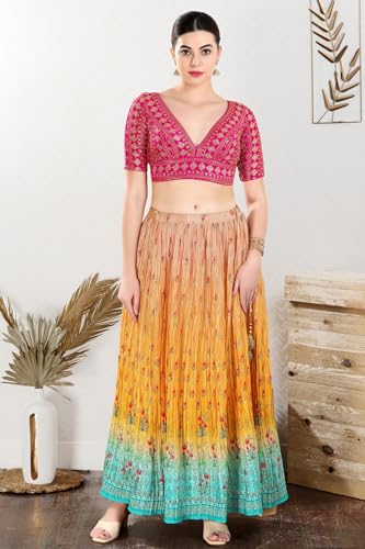 S SALWAR STUDIO Gold Embroidered Saree Blouse_VF-0428-PINK-38