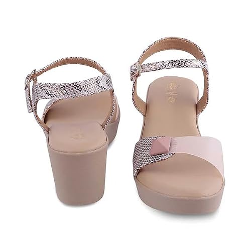 tresmode PYTHON Women's Heel Sandals Footwear Casual, UK 7 / EU 40 - Soft Comfortable Formal Office Fancy Shoe Wear (Pink)