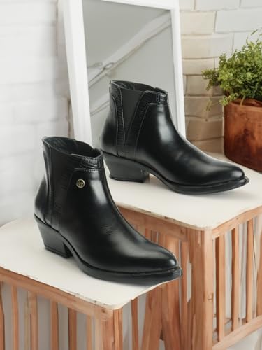 Elle Women's Fashionable Slip-On Boots Colour-Black, Size-UK 8