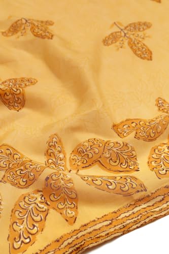 Soch Womens Mustard Cotton Blend Digital Printed Botanical Block Print Salwar Suit