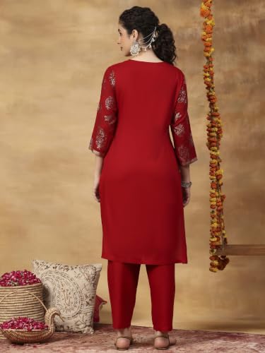Rangriti Rayon Printed Straight Festive Kurta With Salwar And Dupatta