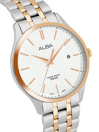 ALBA Stainless Steel Women Analog Wristwatch Ah7Br6X1, White Dial, Silver Band