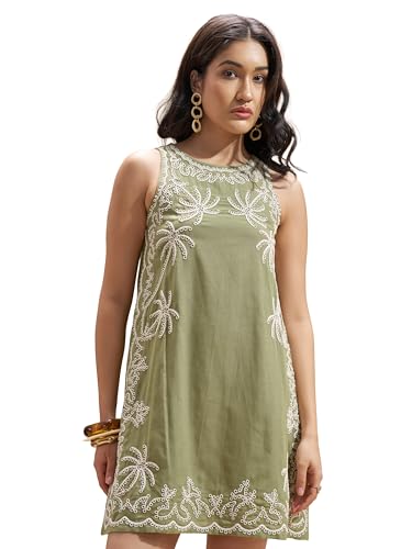 VISHUDH Women Round Neck Sleeveless Dress VVSD000049 Grey XL