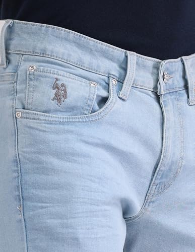 U.S. Polo Assn. Denim Co. Men's Brandon Slim Tapered Fit Blue Jeans (UDJEN1252_Light Wash_36)
