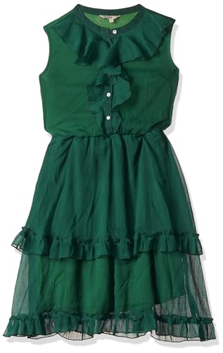 AND Women's Polyester A-Line Knee-Length Dress (EW19AB136DRCFG_Green_M)