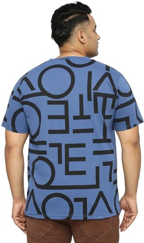 Mens Plus Size All Over Print T-Shirt Premium Cotton Blend Fabric Soft Comfortable Casual Elegant wear Stylish Fashion Apparel for Daily Use (Airforce,5XL)