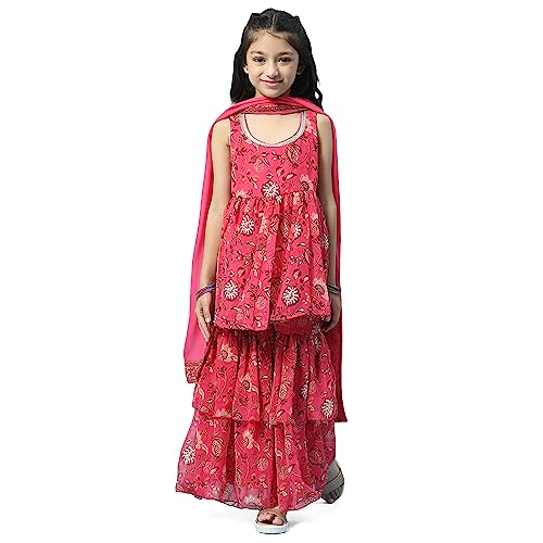 BIBA GIRL SOLID; EMBROIDRED GATHERED KID(KW5399_PEACH_15)