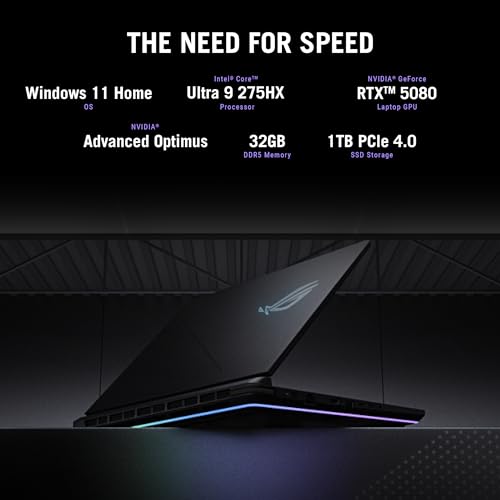 ASUS ROG Strix G16 (2025) Gaming Laptop, 16” ROG Nebula 16:10 2.5K 240Hz/3ms, NVIDIA® GeForce RTX™ 5080, Intel® Core™ Ultra 9 Processor 275HX, 32GB DDR5, 1TB SSD, Wi-Fi 7, Windows 11 Home, G615LW-AS96