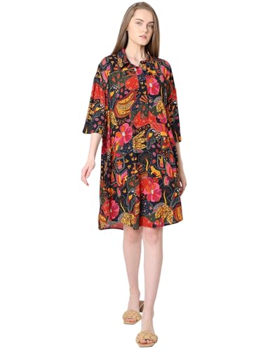 VERO MODA Women's Viscose Shirt Knee-Length Dress (9006976 Jet Black