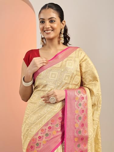 Libas Womens Woven Design Silk Blend Saree With Blouse Piece