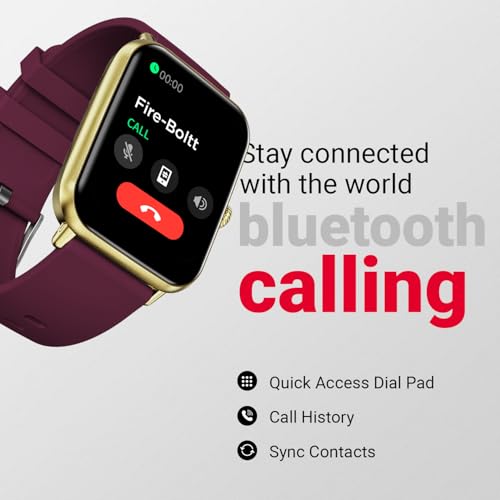 Fire-Boltt Ninja Call Pro Plus Bluetooth Calling Smart Watch, 1.83″ HD Display, AI Voice Assistant, 120+ Sports Modes, IP67 Waterproof, SpO2 & Heart Rate Monitor Smartwatch for Men & Women - Wine