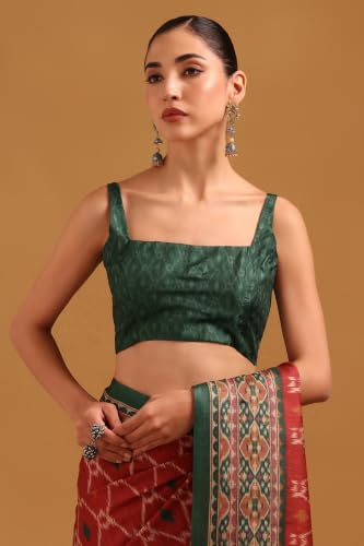Soch Womens Maroon Tussar Ikat Printed Saree