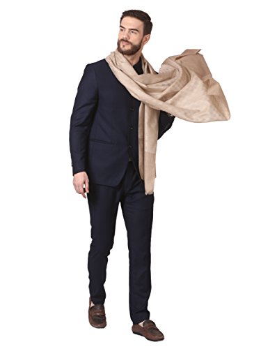 Pashtush Jaquard Weave Stole for Men, Fine Wool Stole, Light Weight, Woven Embelished Design, Mens Scarf (Crimson)