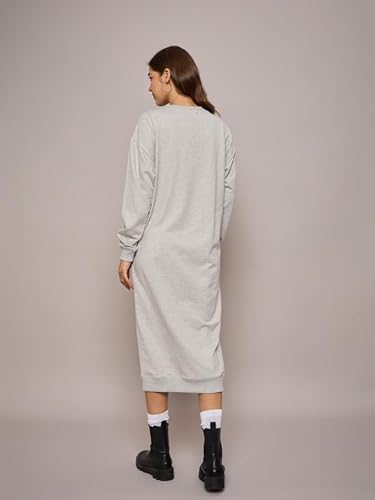 SASSAFRAS Women Grey Melange Terry Oversized Midi Sweat Dress -XXL
