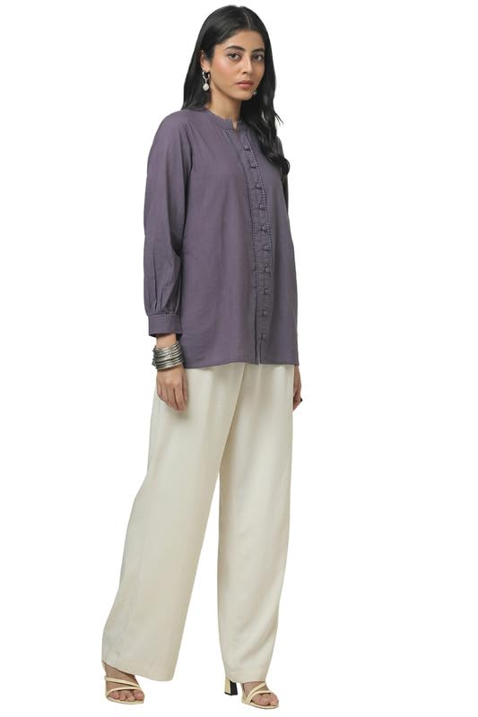 Soch Womens Purple Cotton Slub Solid Tunic