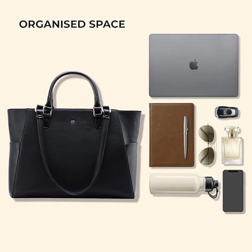 Symbol Premium Women's Tote Hand Bag crafted from Imported PU | Stylish | Office Use - 15" Laptop (SP-SS25-CARL-BAG-11_Black_Free Size)