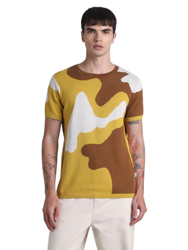 Jack & Jones Mens Yellow/Brown Slim Fit T-Shirt