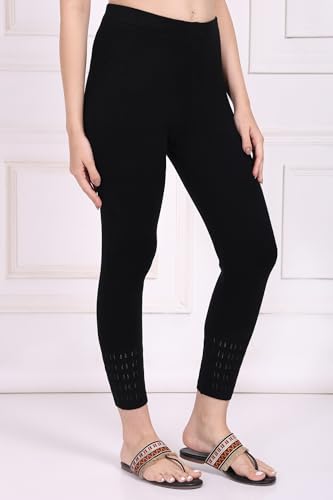 W for Woman Black Solid Acrylic Legging - (W62081-223871-XL)
