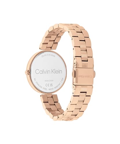 Calvin Klein Gleam Qtz Basic Slim Grey Round Dial Women's Watch|Ionic Plated Rose Gold Steel Material|Rose Gold Color Band - 25100013