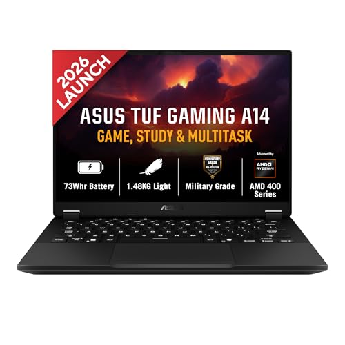 ASUS TUF A14 (2026),AMD Ryzen AI 9 465,RTX 5060-8GB,16GB RAM,512GB SSD,FHD+,14"(35.5 cm),165Hz,Windows 11 Home,M365 Basic(1Y),Office 2024,Jaeger Gray,1.4 Kg,FA401GM-RG038WS,Gaming Laptop