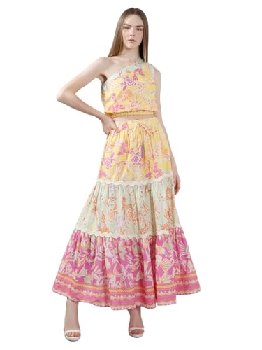 VERO MODA Women's Flared High Rise Multicolor Skirt