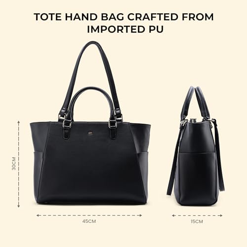 Symbol Premium Women's Tote Hand Bag crafted from Imported PU | Stylish | Office Use - 15" Laptop (SP-SS25-CARL-BAG-11_Black_Free Size)