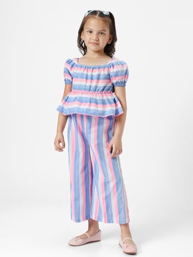 Nauti nati Girls' Striped Cotton Top and Bottom Combo