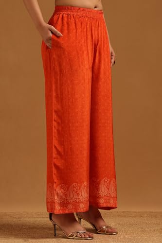 Soch Womens Orange Crepe Bandhani Printed Co-Ords Set