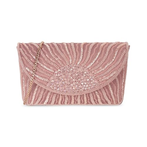Metro Women's Purple Embellished Flap Clutch(38-164)