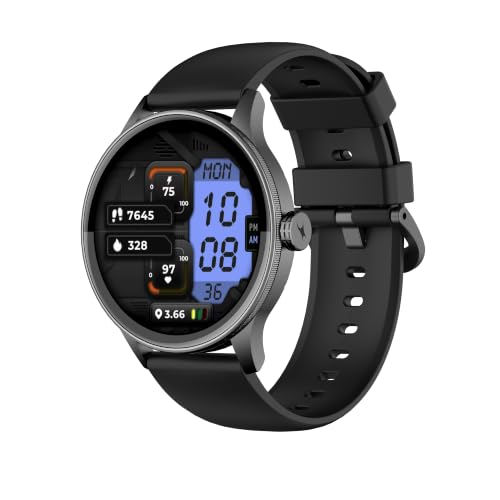 Fastrack Smart Jupiter R3 Pro with 1.43" AMOLED Round Display, BT Calling, Heart Rate, REM Sleep & Stress Tracking, IP68, Functional, AI Assitant, Hydration Alert Smart Watch for Men & Women - Black