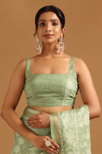Soch Womens Light Green Art Silk Botanical Saree