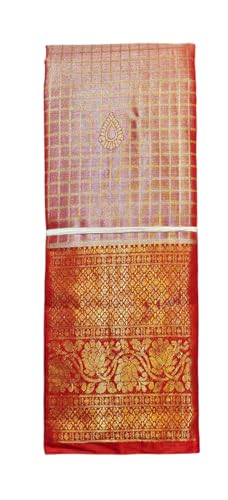 VFCollections Women's Traditional Handloom Kanchipuram Silk Pure Pattu Sarees | Rich Zari Woven Design | Unstitched Blouse (Red.)