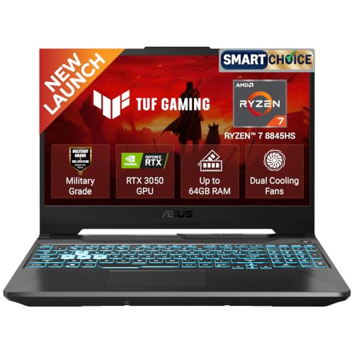 ASUS TUF A15 (2026),Smartchoice,AMD Ryzen 7 8845HS,RTX 3050,16GB RAM (Upgradeable Upto 64GB),512GB SSD,FHD,15.6"(39.6 cm),Win 11,M365 Basic(1Y),Office 24,Black,2.3 Kg,FA506NCG-HN192WS,Gaming Laptop