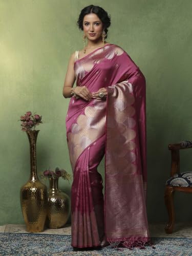 Meena Bazaar Women's Art Silk Saree with Unstitched Blouse Piece | Elegant Designer Traditional Ethnic Saree | Festive, Wedding & Party