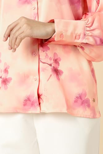 Women Peach Print Long Sleeves Shirt