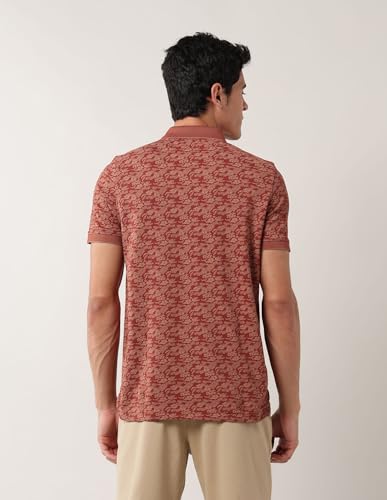 Arrow Sports Men's Floral Regular Fit Polo Shirt (ASAJTS3466_Rust