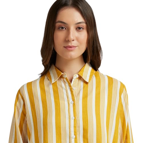 Pepe Jeans Women's Relaxed Fit Shirt (PL305065_Mustard Brown