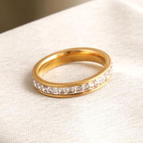 PALMONAS Stones Band Ring for Women (Size-7) - Waterproof & Anti-Tarnish
