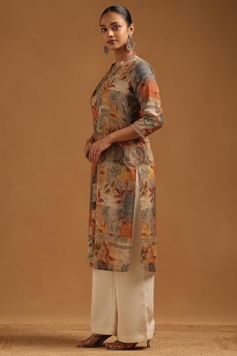 Soch Womens Multicolour Cotton Botanical Printed Kurta with Beads