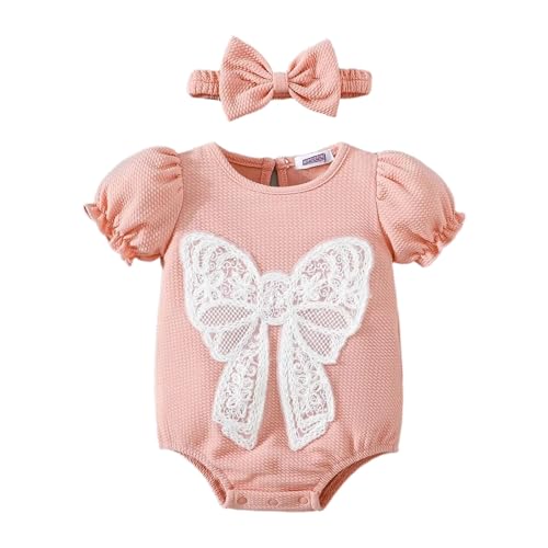 Hopscotch Lace Bow Applique Onesie (9-12 Months)