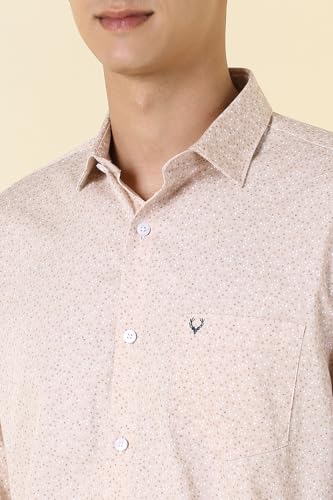 Men Beige Print Full Sleeves Formal Shirt