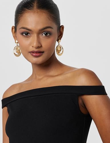 Marie Claire Women's Polyester a-line Standard Length Casual Dress (Mc10303-M_Black_M)