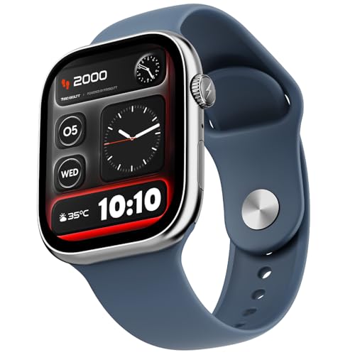 Fire-Boltt Ninja X Ring Smart Watch with 1.96” Large Display, Bluetooth Calling, Wireless Charging, AI Voice Assistant, 500+ Watch Faces, Health Suite, Smart Watch for Man & Woman – Blue S