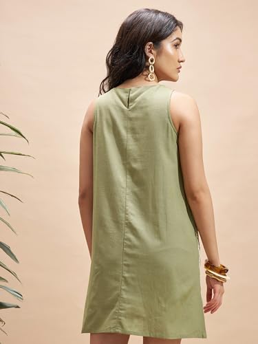 VISHUDH Women Round Neck Sleeveless Dress VVSD000049 Grey XL