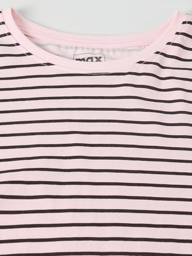 Max Girls Striped T-Shirt (Multicolour_12-14 Y)