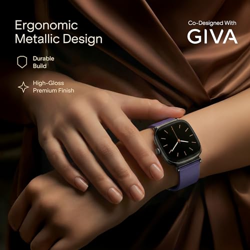 boAt Chrome Ivory Smart Watch for Women, co-Designed with GIVA, 1.7" AMOLED Display, 1000 nits Brightness, Premium Metallic Build, Female Wellness Tracker smartwatch for Women (Twilight Purple)