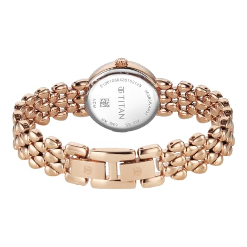 Titan Serein Quartz Analog 3Hands Display Light Rose Gold Dial Rose Gold Metal Strap Watch for Women - 95386WM01
