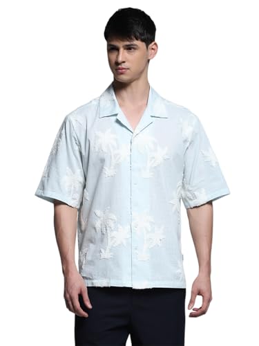 Jack & Jones Men Oversized Blue Shirt